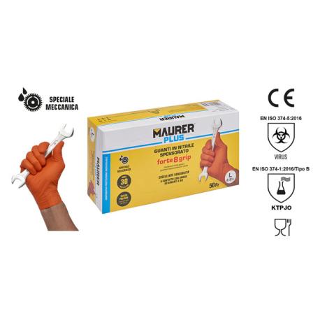 MAURER PLUS GUANTI NITRILE FORTEGRIP8 MPLUS L 50PZ
