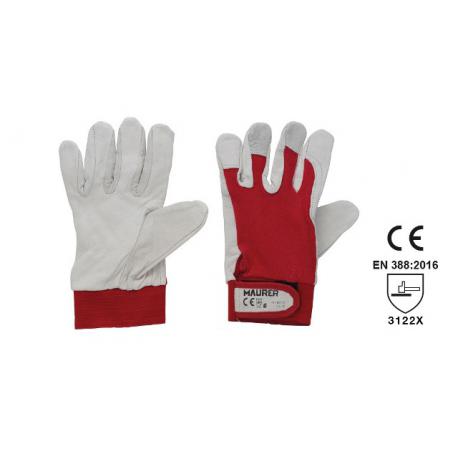 MAURER GUANTI MAURER GOLF PELLE DORSO TELA ROSSO 10
