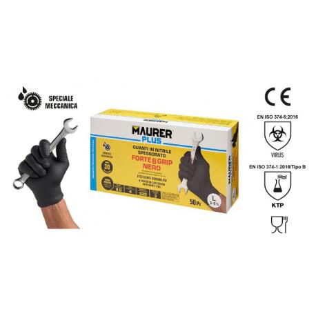 MAURER PLUS GUANTI NITRILE FORTEGRIP8 MPLUS L NERO 50PZ
