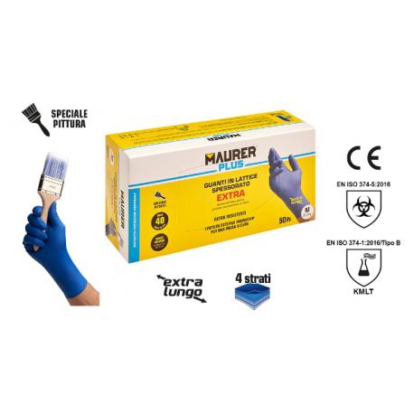 MAURER PLUS GUANTI MONOUSO LATEX EXTRALUNGO MPLUS L 50PZ