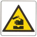 CARTELLO ALU PERICOLO SOSTANZE CORROSIVE 35CM