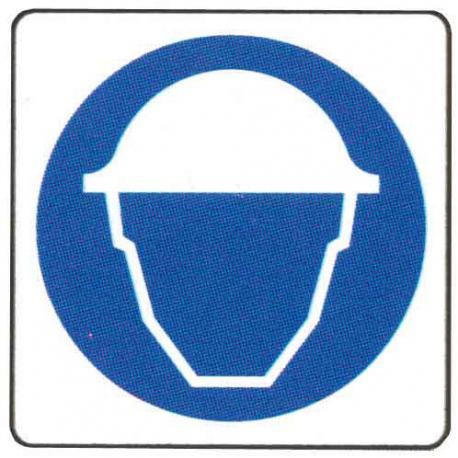 CARTELLO ALU OBBLIGO ELMETTO PROTEZIONE 27X27