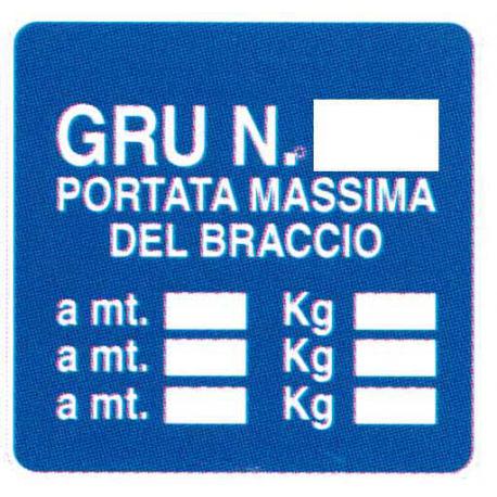 CARTELLO ALU PORTATA MASSIMA GRU 40X40