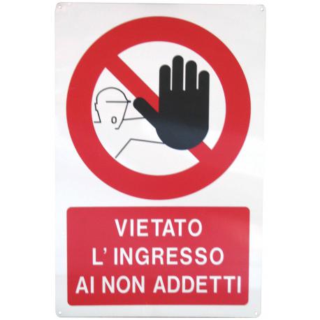 CARTELLO ALU DIVIETO INGRESSO N/ADDETTI 33X50