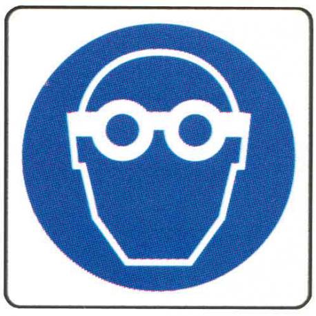 CARTELLO ALU OBBLIGO OCCHIALI PROTEZ. 27X27