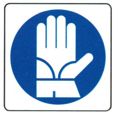 CARTELLO ALU OBBLIGO GUANTI PROTEZIONE 27X27