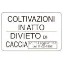CARTELLO ALU DIVIETO CACCIA C/LEGGE 30X20
