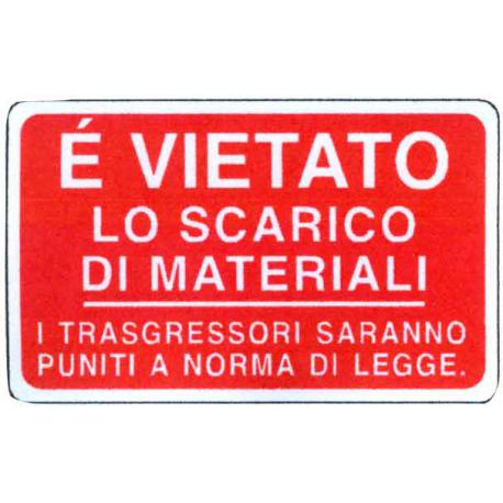 CARTELLO PVC DIVIETO SCARICO MATER.30X20