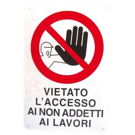 CARTELLO PVC DIVIETO ACCESSO N/ADDETTI 30X20