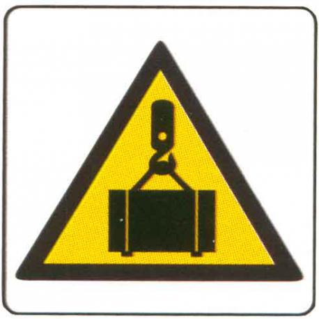 CARTELLO ALU PERICOLO CARICHI SOSPESI 35CM