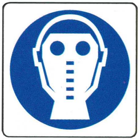 CARTELLO ALU OBBLIGO MASCHERA ANTIGAS 27X27