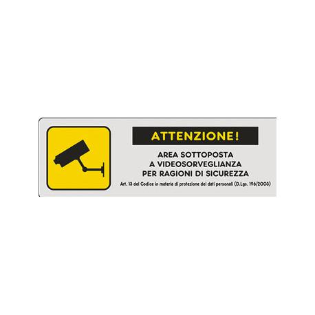 CARTELLO PVC ADESIVO AREA SORVEGLIATA 15X5
