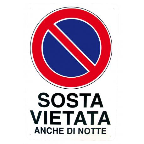 CARTELLO PVC SOSTA VIETATA NOTTE 30X20