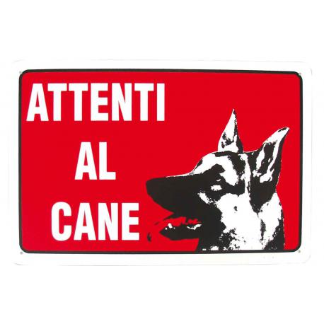 CARTELLO PVC ROSSO ATTENTI AL CANE 30X20
