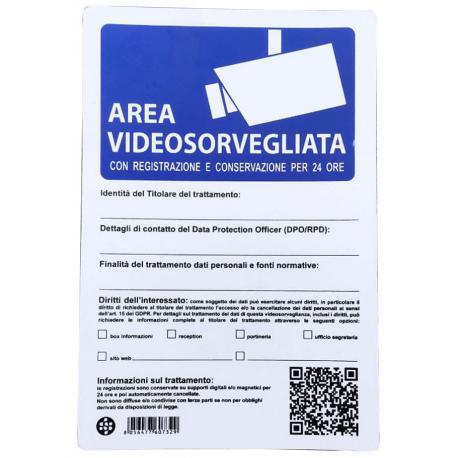 CARTELLO PVC AREA VIDEOSORVEGLIATA 30X20