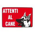 CARTELLO PVC ROSSO ATTENTI AL CANE 30X20