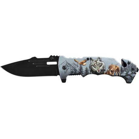 AUSONIA COLTELLO TASCA LAMA INOX M/ALL LUPO 3D 30CM