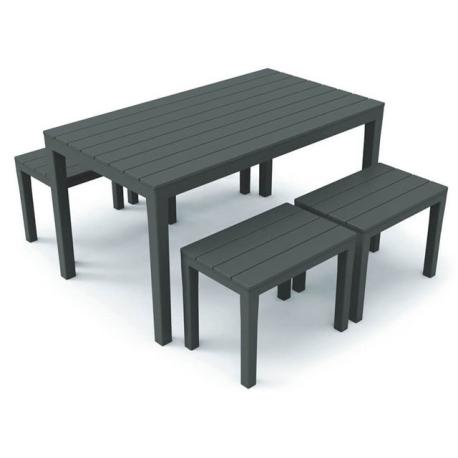 TAVOLO SAMOA + 4 SEDUTE SIMILWOOD BIANCO SET