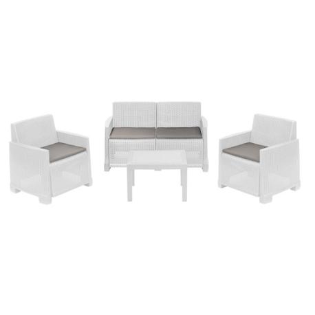 SALOTTO SIMILRATTAN ISEO DIV+2POLT+TAV BIANCO - 4 cuscini