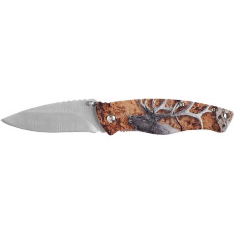 AUSONIA COLTELLO TASCA LAMA INOX MANICO CERVO 18CM
