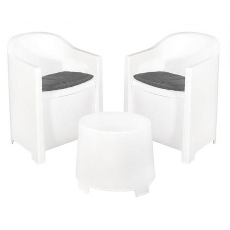 SALOTTINO RESINA LUNA 2POLTR+TAV BIANCO