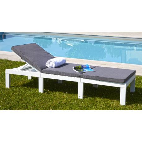 LETTINO RESINA HAITI C/CUSC 195X65XH78 BIANCO