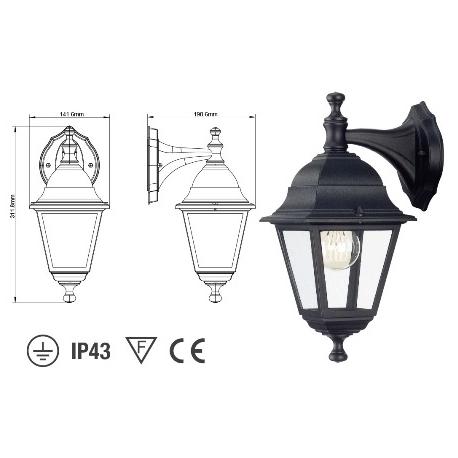 PAPILLON LANTERNA CHARME MINI QUADRATA BASSA NERA