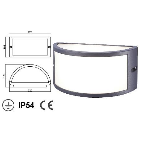 PAPILLON PLAFONIERA MEZZALUNA DA ESTERNO GRIGIA IP54