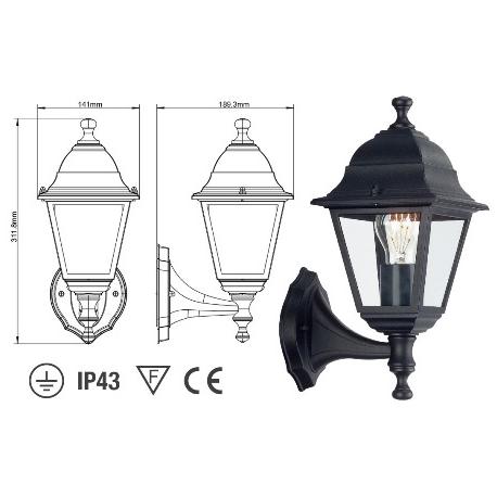 PAPILLON LANTERNA CHARME MINI QUADRATA ALTA NERA