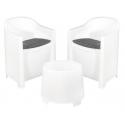 SALOTTINO RESINA LUNA 2POLTR+TAV BIANCO