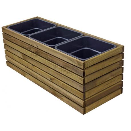 PAPILLON FIORIERA LEGNO/PLASTICA 3VASCA 36X98XH35CM