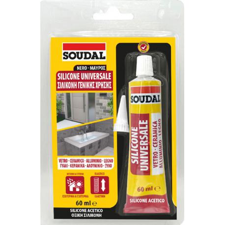 SOUDAL SILICONE ACETICO UNIVERS TUB NERO 60ML