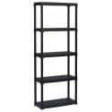 SCAFFALE POLIPROP 5 RIPIANI NERO CM70X30X175