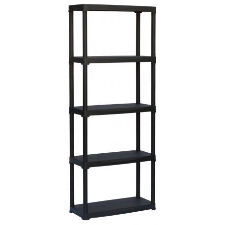 SCAFFALE POLIPROP 5 RIPIANI NERO CM70X30X175