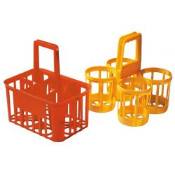 CESTELLO PORTABOTTIGLIONI 4POSTI GIALLO/ROSSO - 4 posti, per bottiglie da 2lt
