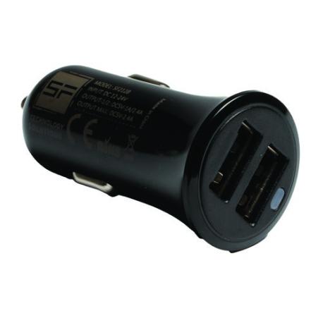 ADATTATORE DA AUTO CON 2 USB NERO