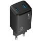 ALIMENT RAPIDO 2PORTE USB C/CAVO NERO GAN 45W - con cavo