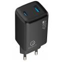 ALIMENT RAPIDO 2PORTE USB C/CAVO NERO GAN 45W - con cavo