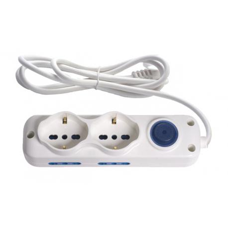 MAURER MULTIPLA 1 SCHUKO+2 LAT.BIPAS.CAVO 1.5M