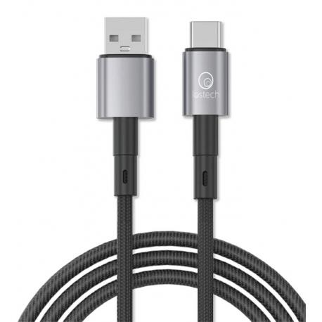 CAVO RICARICA TESSUTO USB-A USB-C NERO 1MT