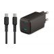 ALIMENT RAPIDO 2PORTE USB C/CAVO NERO GAN 45W - con cavo