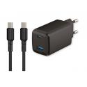 ALIMENT RAPIDO 2PORTE USB C/CAVO NERO GAN 45W - con cavo