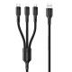 CAVO RICARICA TESSUTO USB 3IN1 NERO 1MT