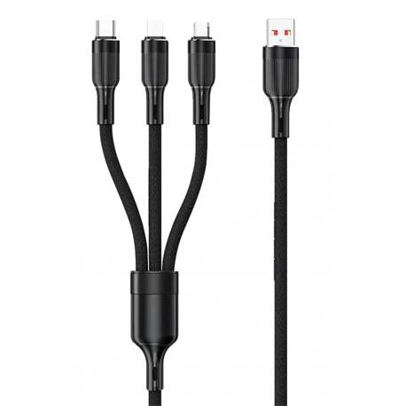 CAVO RICARICA TESSUTO USB 3IN1 NERO 1MT