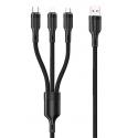CAVO RICARICA TESSUTO USB 3IN1 NERO 1MT