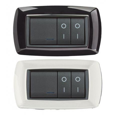 PLACCA 4 MODULI NERA MYLIFE C/ADATTATORI ECL2984N